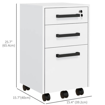 Lockable 3 Drawer File Cabinet, Hanging Bars, Letter A4 Size, White Office Cabinets & Cupboards at Gallery Canada