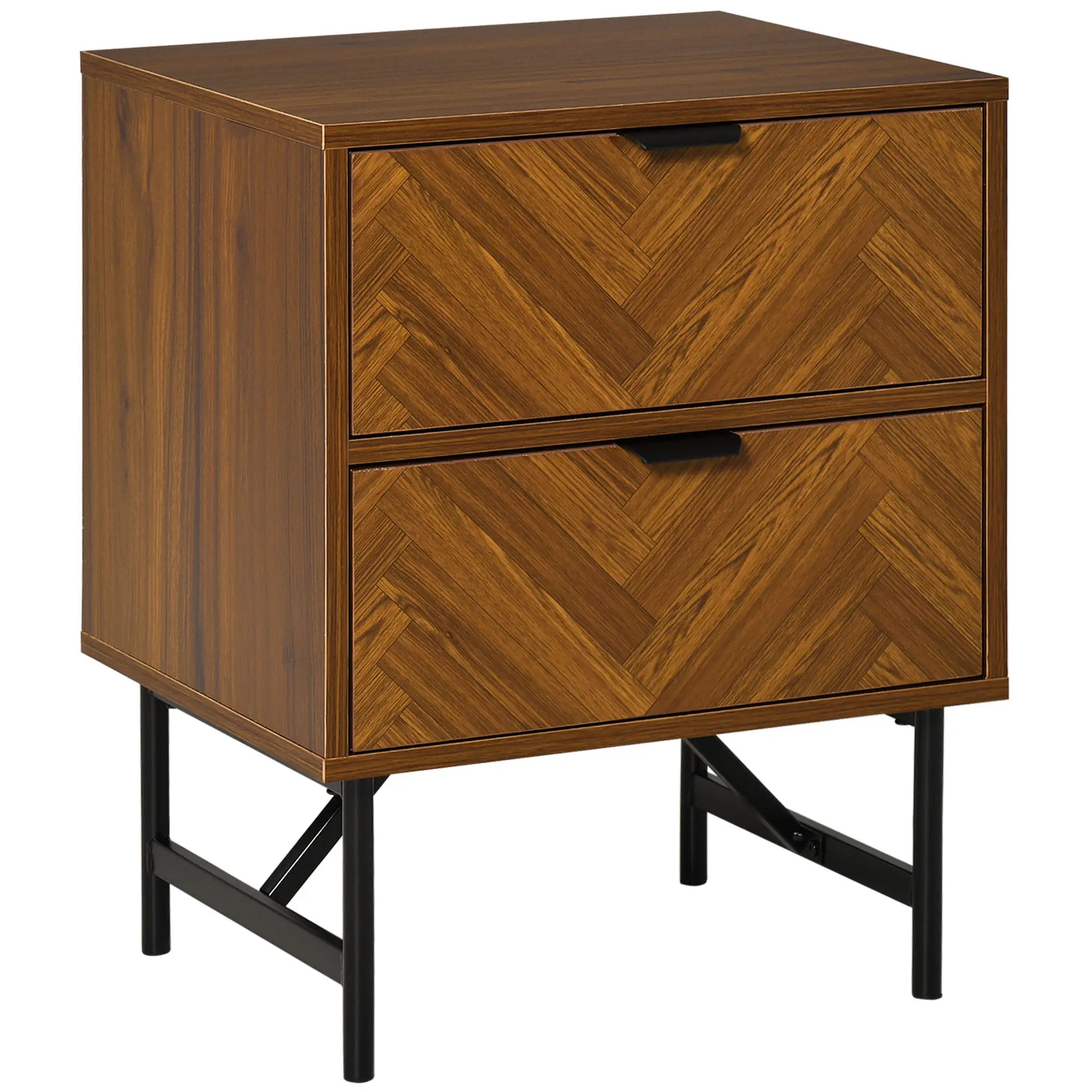 Bedside Table, Nightstand for Bedroom, End Side Table Dresser Storage with 2 Drawers, Walnut Brown Storage Cabinets Walnut at Gallery Canada