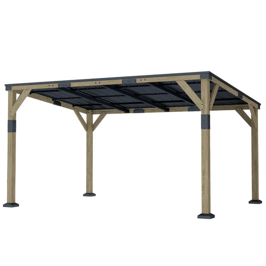 14' x 10' Galvanized Steel Hardtop Gazebo, Dark Grey Pergolas Weathered Grey Oak, Dark Grey at Gallery Canada