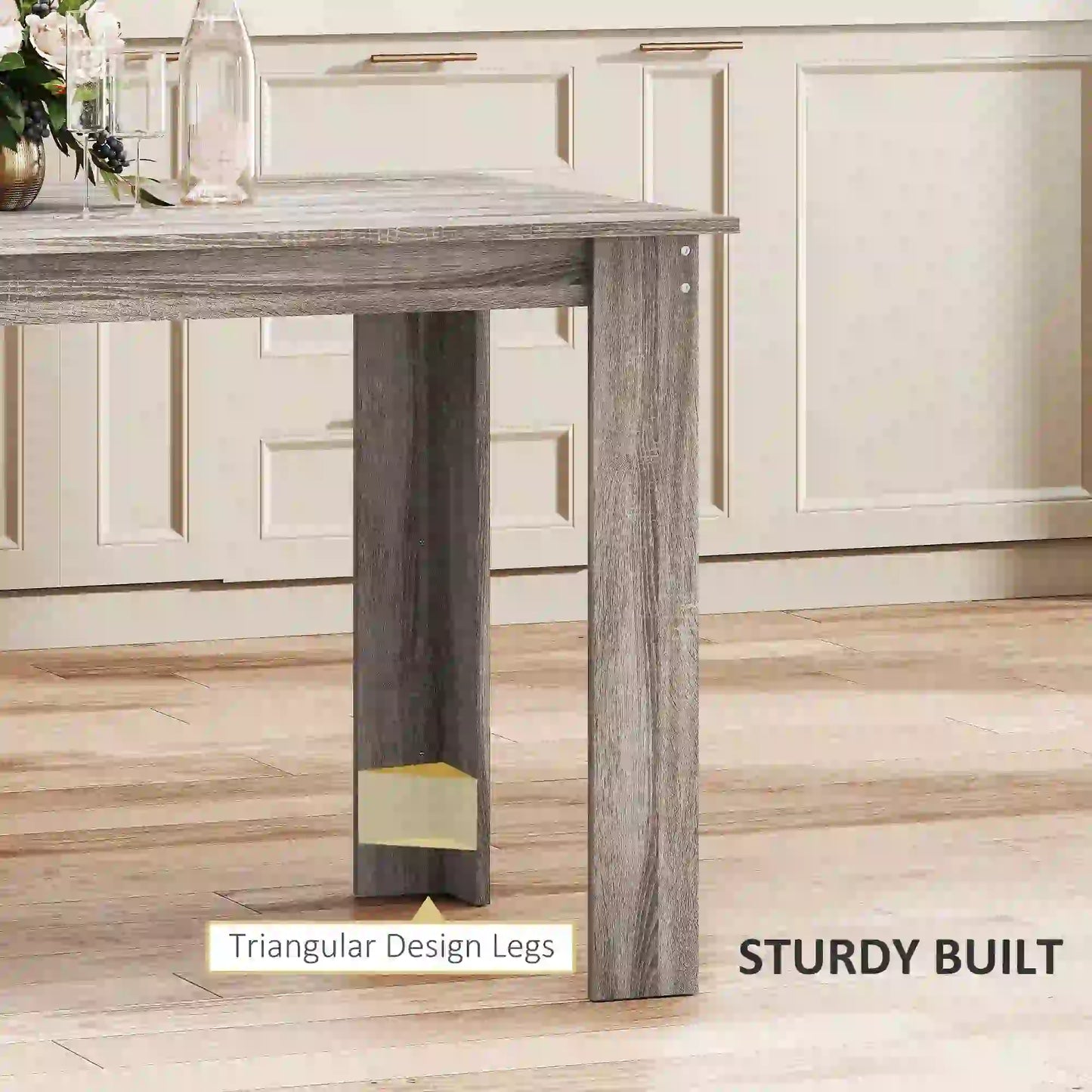 47" Kitchen Table for 4-6 People, Wood Effect, Light Grey Dining Tables at Gallery Canada