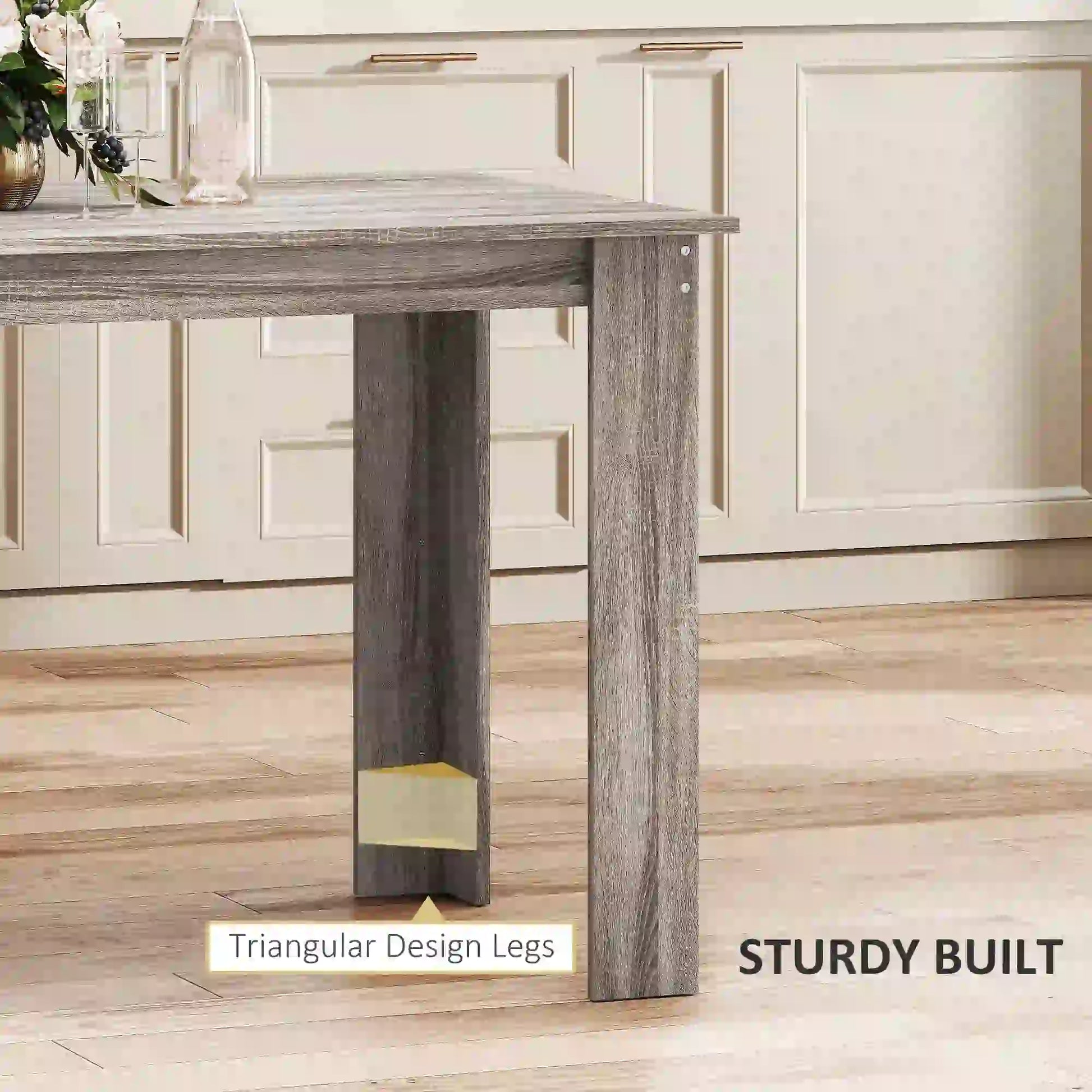 47" Kitchen Table for 4-6 People, Wood Effect, Light Grey Dining Tables at Gallery Canada