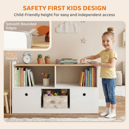 Toy Storage Organizer, 2 Drawers 3 Cubbies, White
