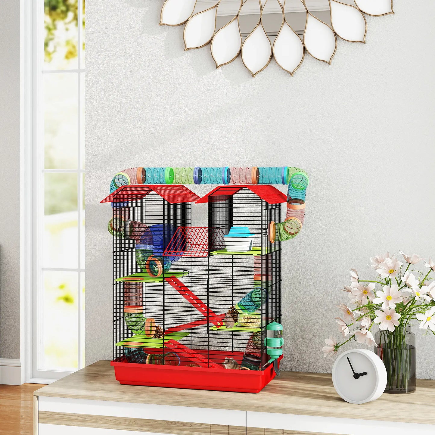 18.5" Hamster Cage, 5 Tiers, With Tunnel Tube System, Red Hamster Cages at Gallery Canada