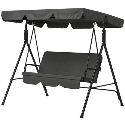 3-Seater Outdoor Porch Swing, Adjustable Canopy, Black Patio Swings with Stand Black at Gallery Canada