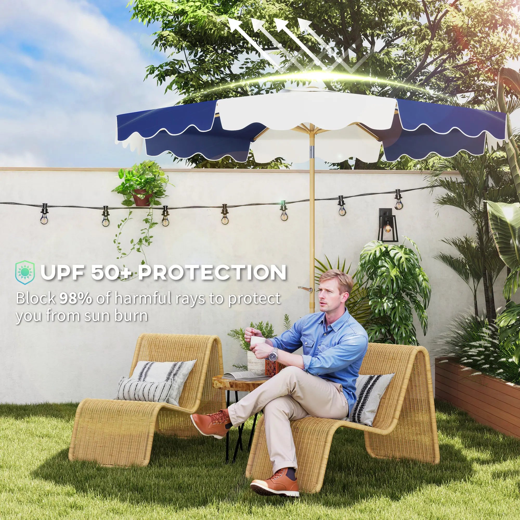 9FT Patio Umbrella, 8 Ribs, Crank & Tilt, UPF 50+, Mixed Color Sun Umbrellas at Gallery Canada