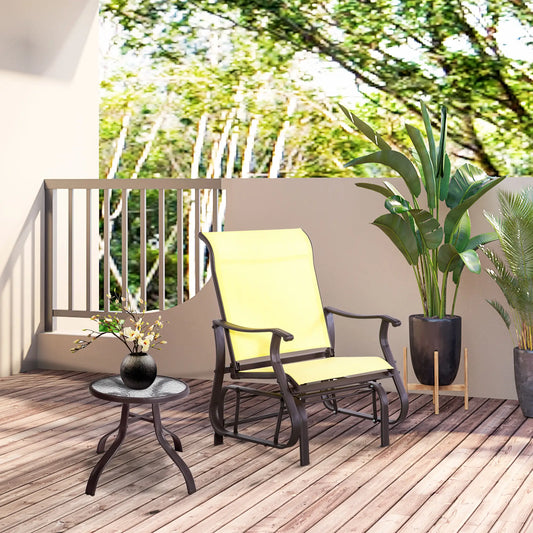 Outdoor Glider Chair, Steel Frame Mesh Fabric, Beige Outdoor Gliders Brown, Beige at Gallery Canada