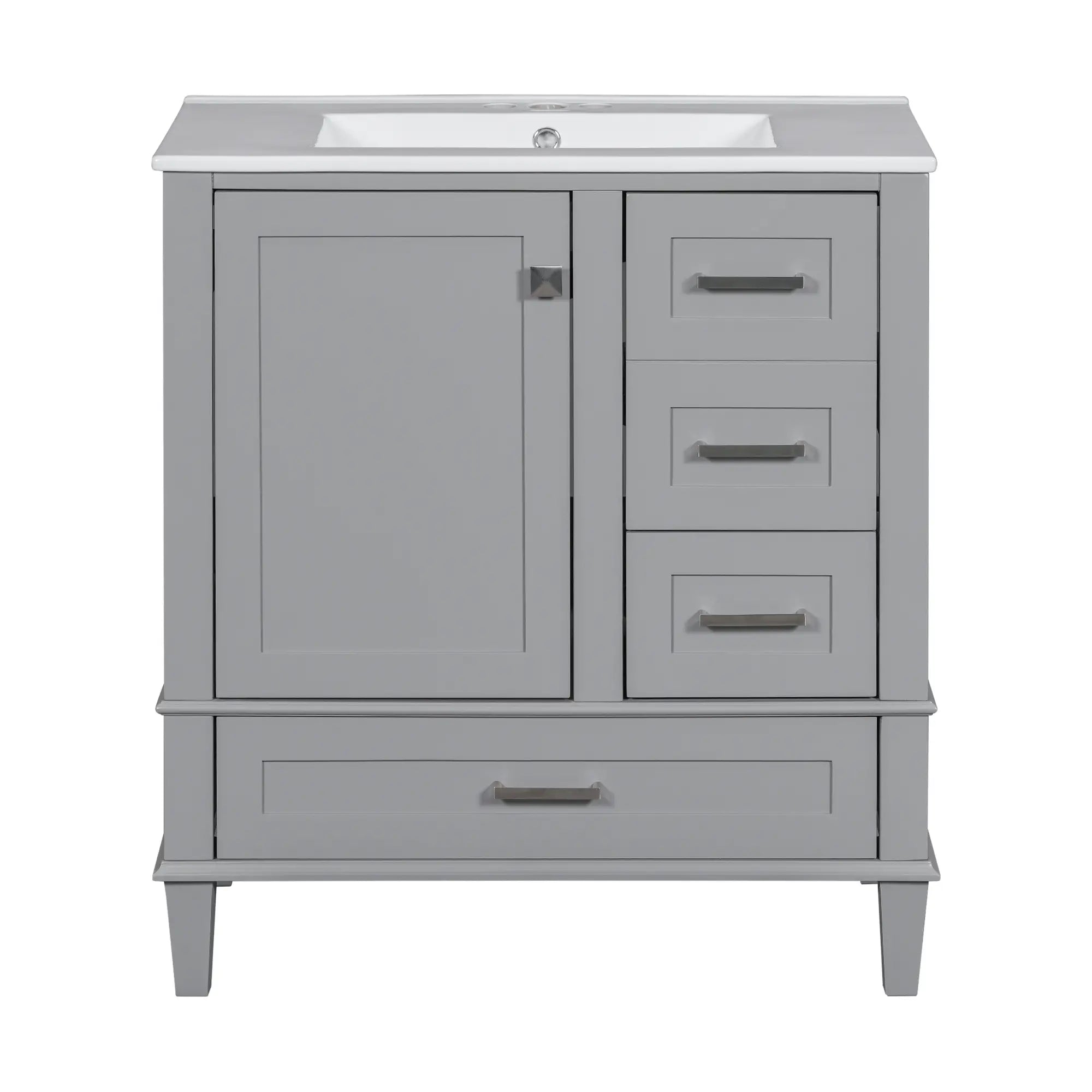 Bathroom Vanity with Sink, Solid Wood, Storage Cabinet, 30