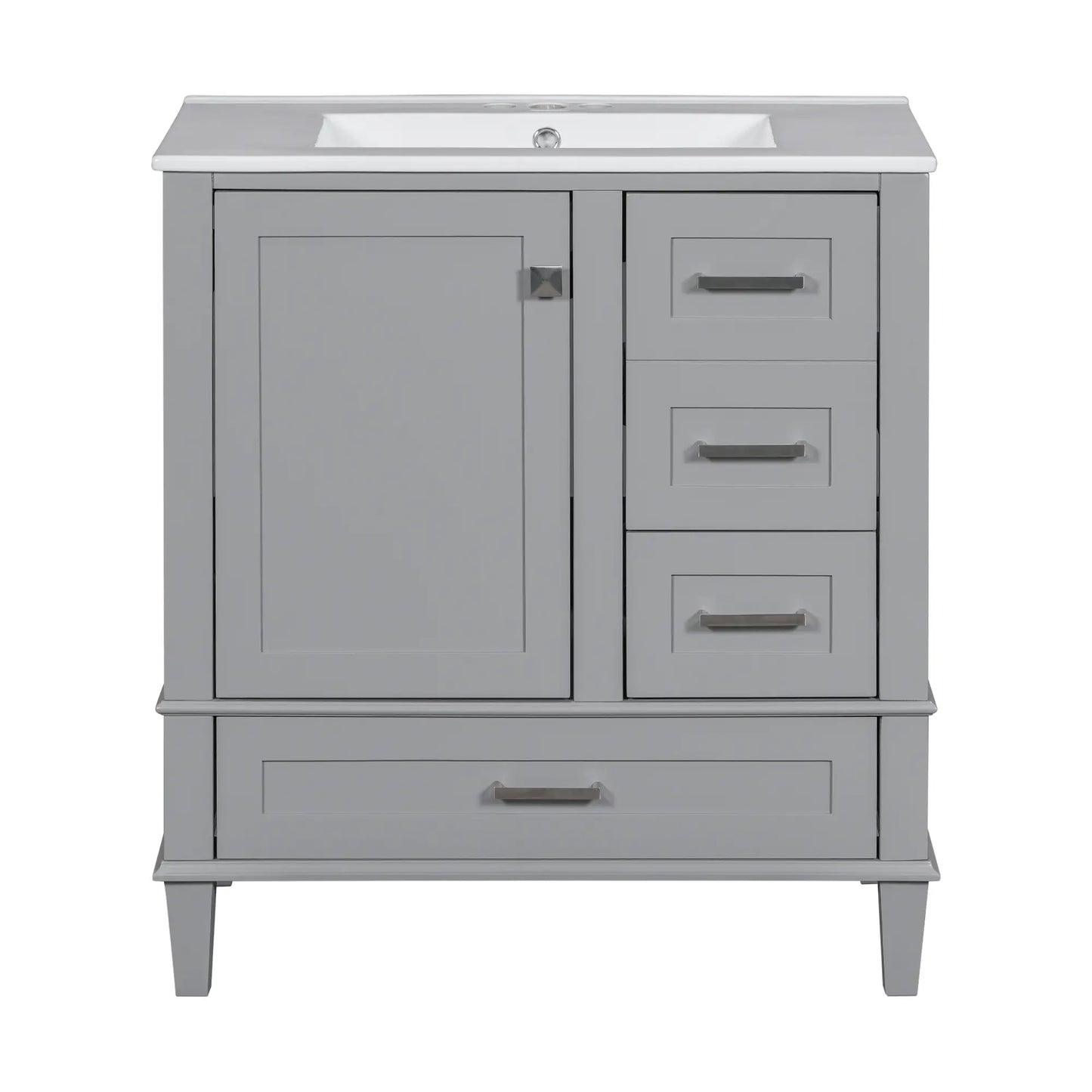 Bathroom Vanity with Sink, Solid Wood, Storage Cabinet, 30" L x 18" W x 34" H, Grey Sink Cabinets Grey at Gallery Canada
