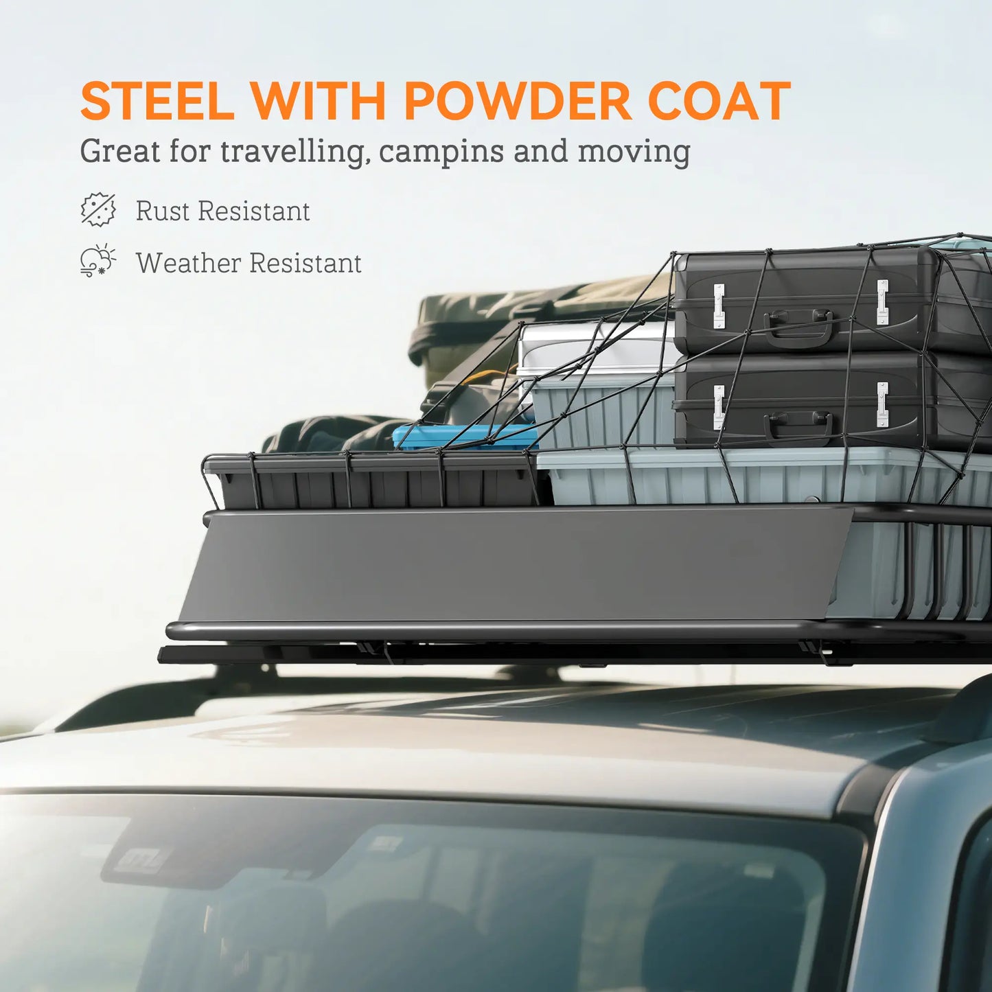 Universal Roof Rack Basket, 200lbs Steel Cargo Carrier, 43.5"x39.2"x7.3", Black Automotive at Gallery Canada