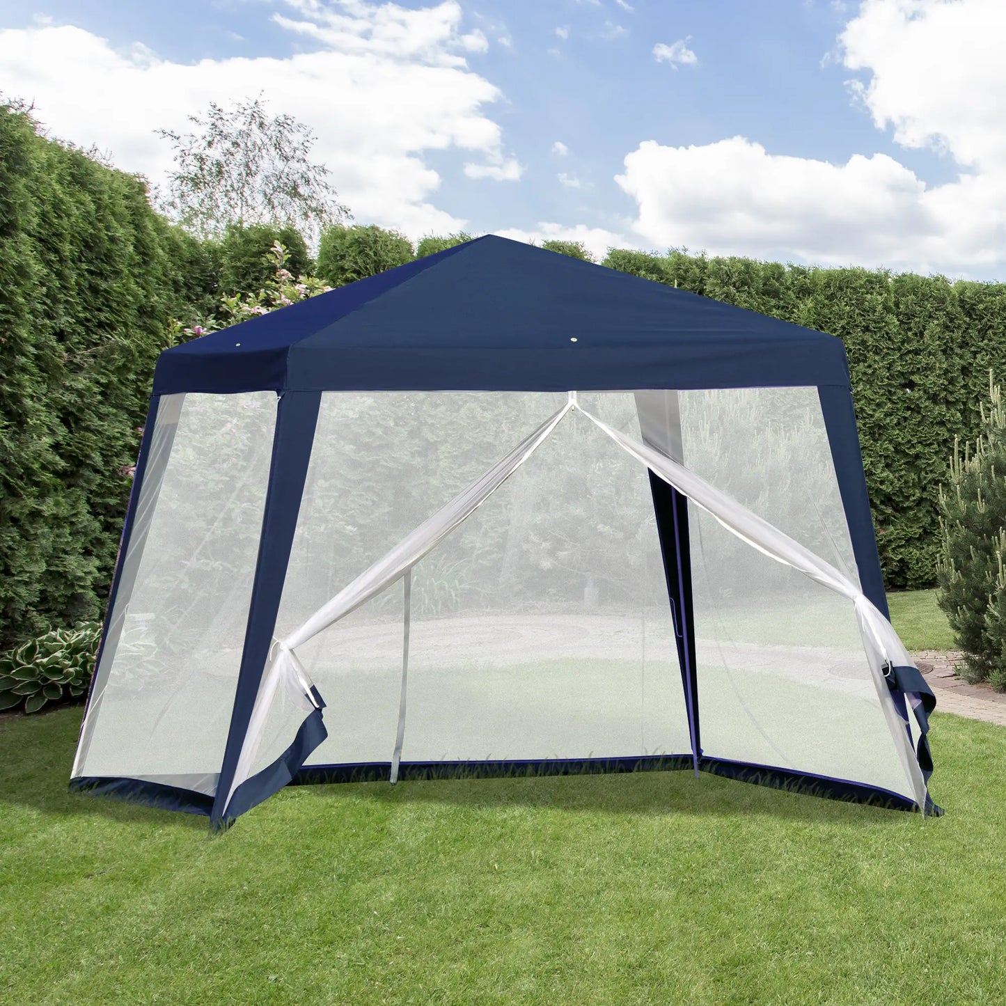 10x10ft Party Tent Canopy with Netting, Outdoor Gazebo, Blue Canopy Tents at Gallery Canada