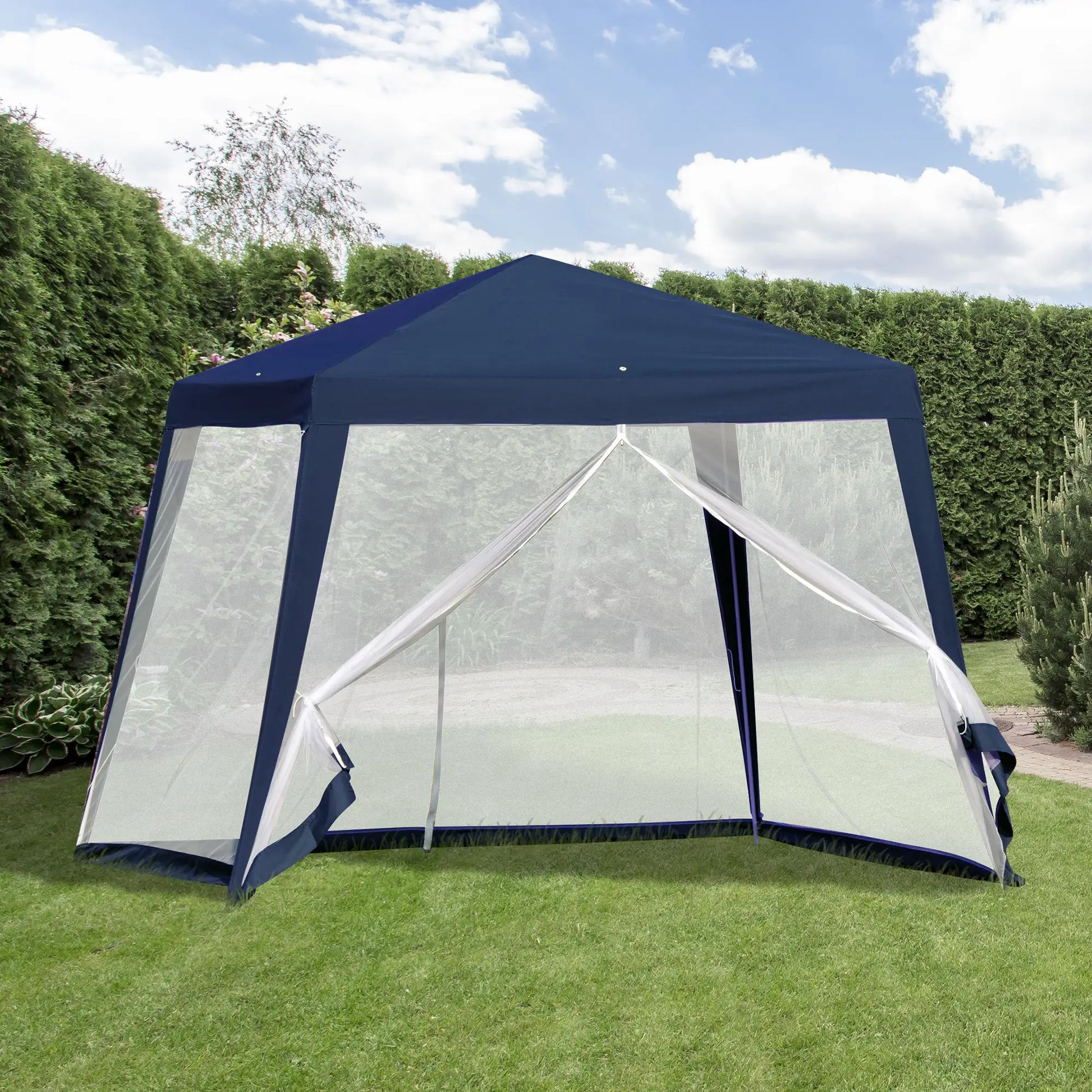 10x10ft Party Tent Canopy with Netting, Outdoor Gazebo, Blue Canopy Tents at Gallery Canada