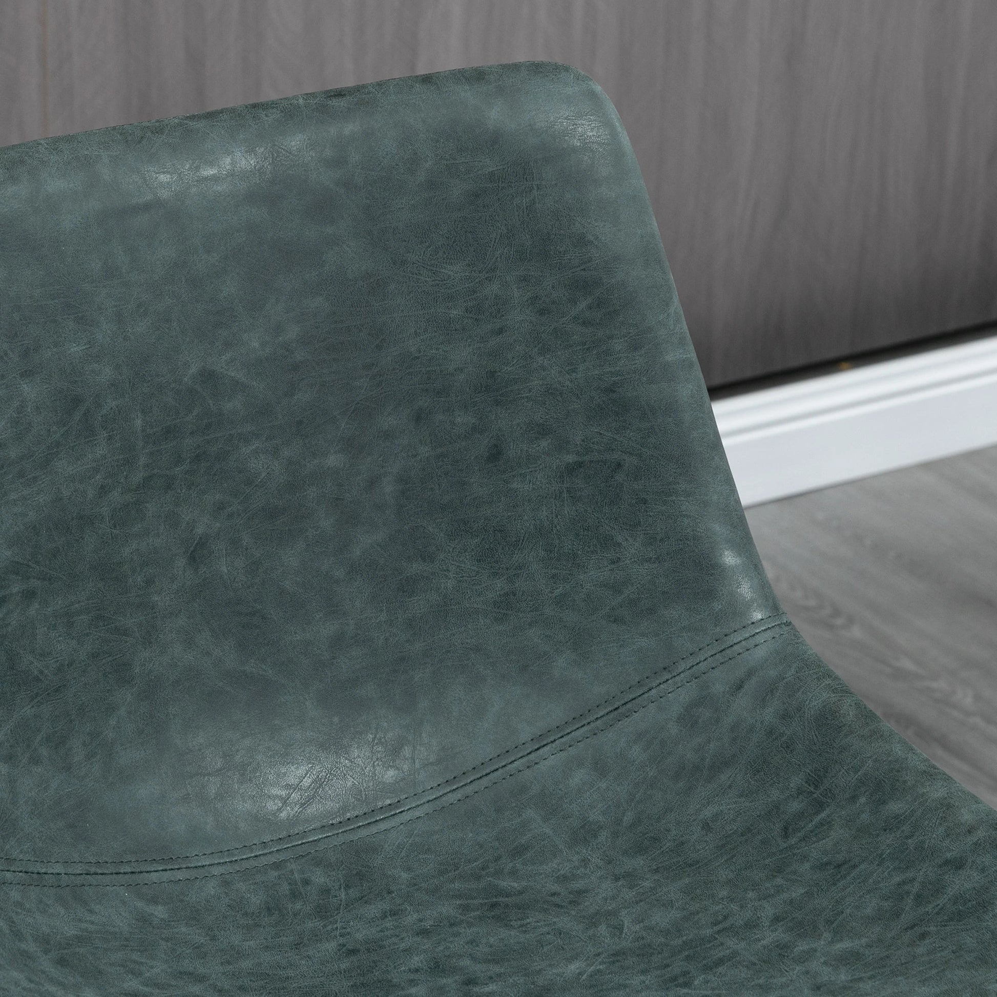 Vintage PU Leather Bar Stools Set of 2, Kitchen Stool with Footrest, Green Bar Stools at Gallery Canada