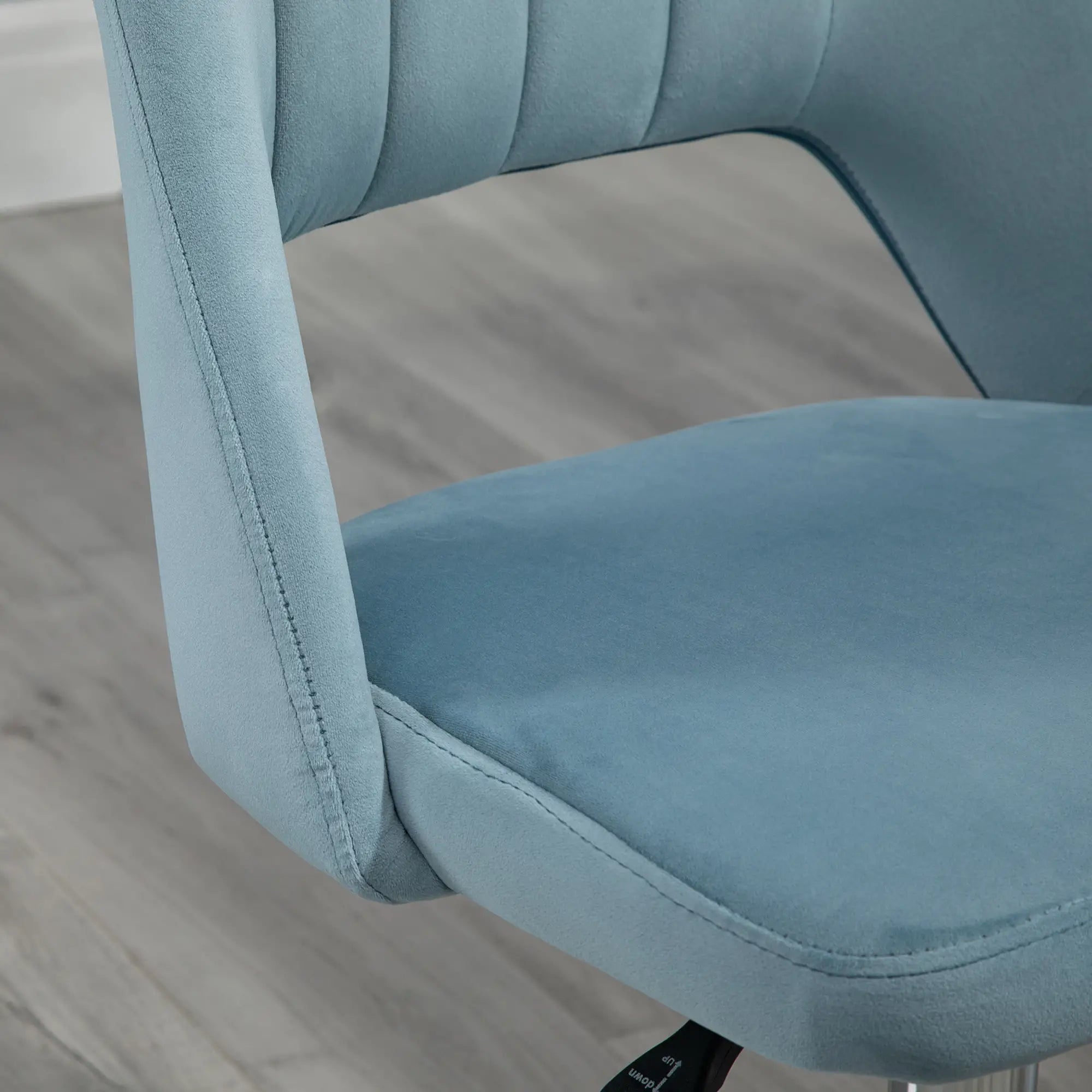 Mid Back Office Chair, Velvet Fabric, Swivel, Scallop Shape, Sky Blue Office Chairs at Gallery Canada