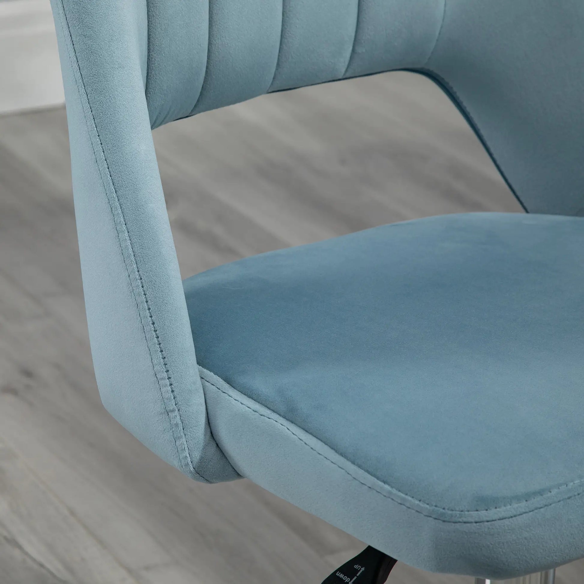 Mid Back Office Chair, Velvet Fabric, Swivel, Scallop Shape, Sky Blue Office Chairs at Gallery Canada