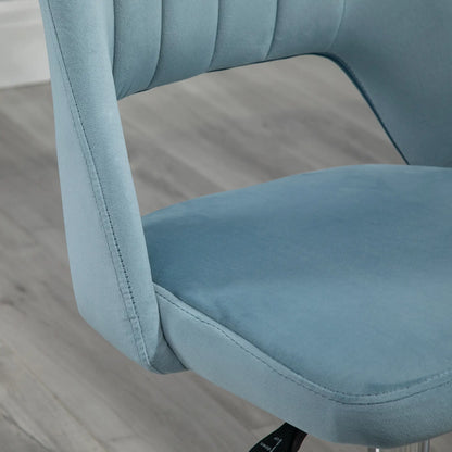 Mid Back Office Chair, Velvet Fabric, Swivel, Scallop Shape, Sky Blue Office Chairs at Gallery Canada