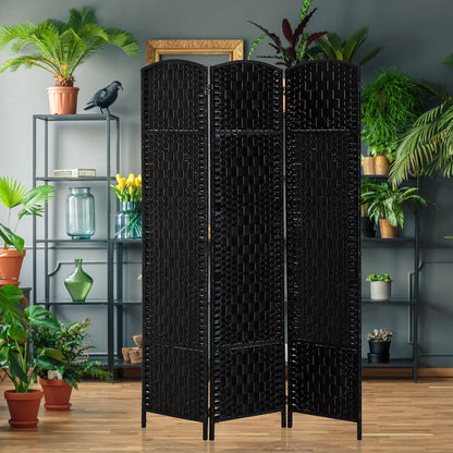 6ft Folding Room Divider, 3 Panel Wooden Frame, Black Room Dividers at Gallery Canada