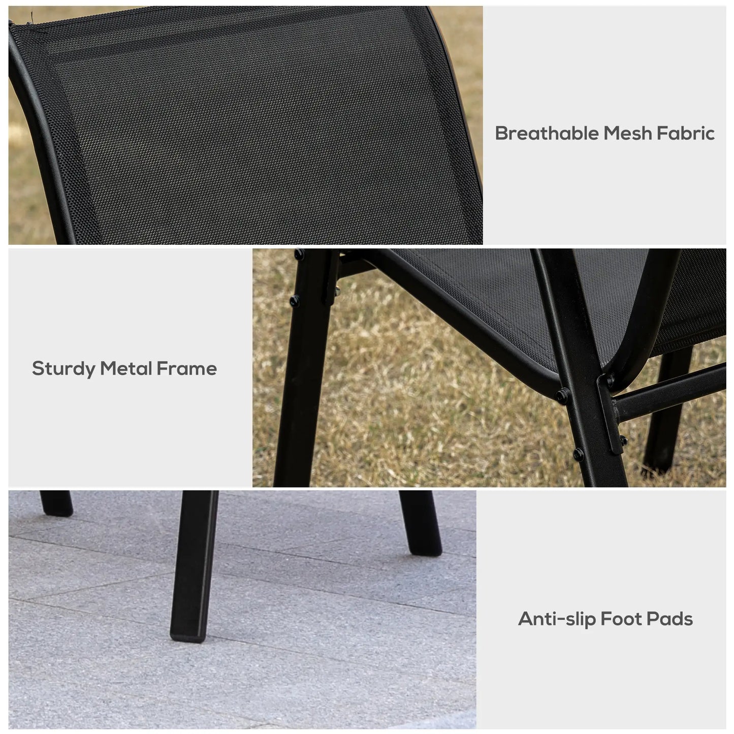 4-Piece Outdoor Dining Chair With Armrests, Black Patio Chairs at Gallery Canada