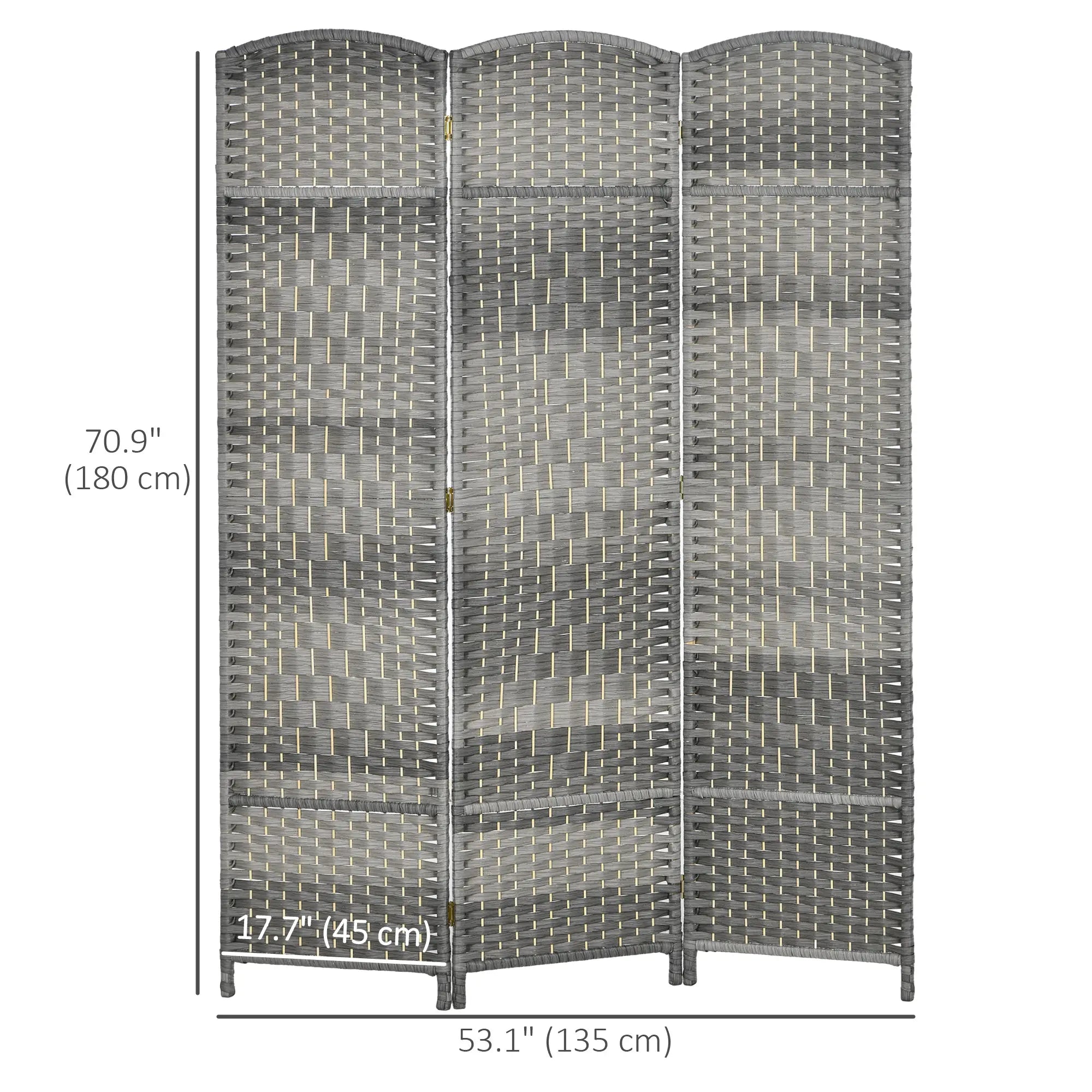 6 Ft Tall Folding Room Divider, 3 Panel Portable Privacy Screen, Mixed Grey Room Dividers at Gallery Canada