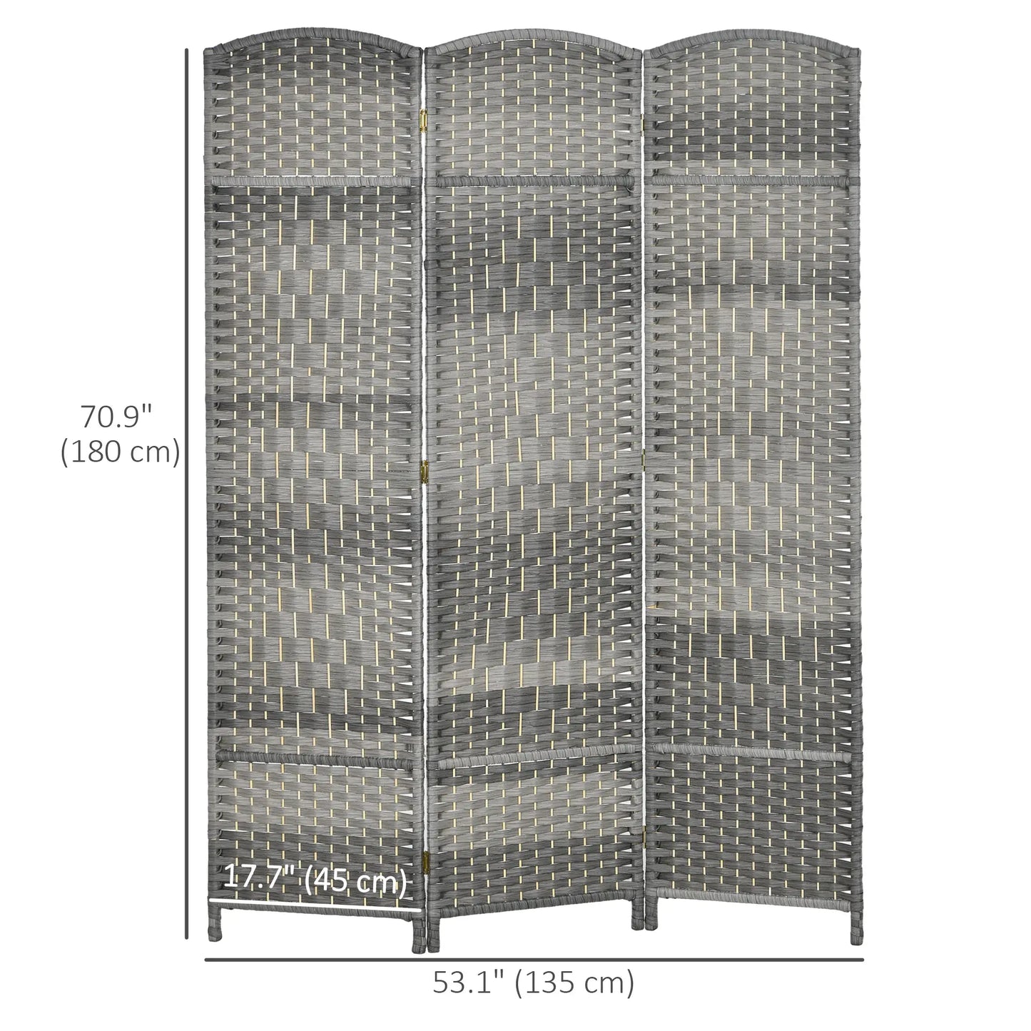 6 Ft Tall Folding Room Divider, 3 Panel Portable Privacy Screen, Mixed Grey Room Dividers at Gallery Canada