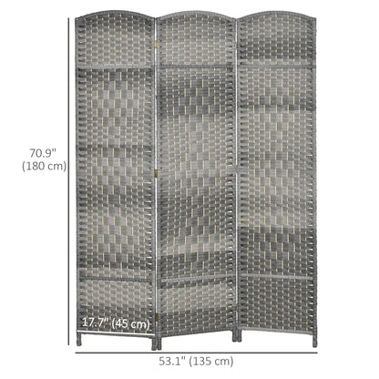 6 Ft Tall Folding Room Divider, 3 Panel Portable Privacy Screen, Mixed Grey Room Dividers at Gallery Canada