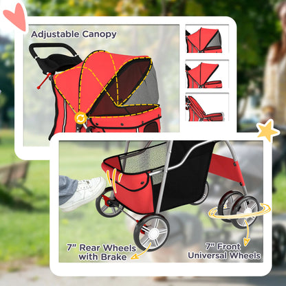 Foldable Pet Stroller, 360° Swivel Wheels, Reflective Strips, Red Dog Bike Trailers & Strollers at Gallery Canada