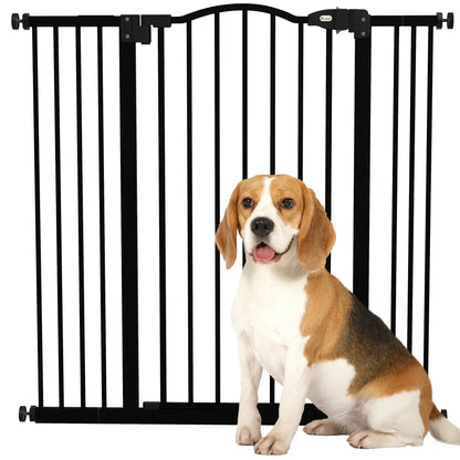 Extra Tall Dog Gate with Door, Pressure Fit, Auto Close, 29"-39", Black Houses, Kennels & Pens at Gallery Canada