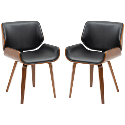 PU Leather Dining Chairs Set of 2, Upholstered Seats, Solid Wood Legs, Black Dining Chairs Black, Dark Walnut at Gallery Canada