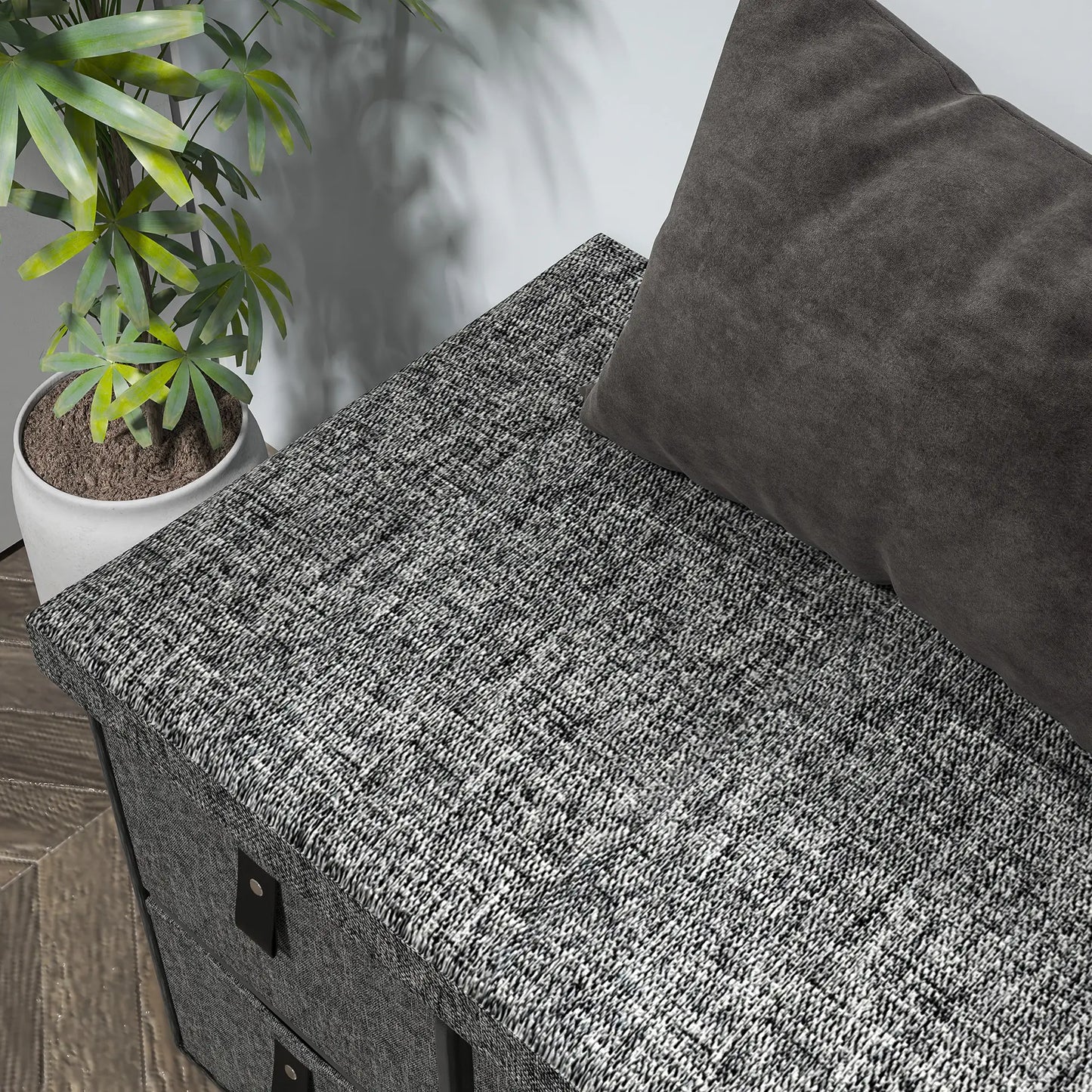 Shoe Bench with Seat, 6 Fabric Drawers, Charcoal Grey Shoe Storage Cabinets & Racks at Gallery Canada