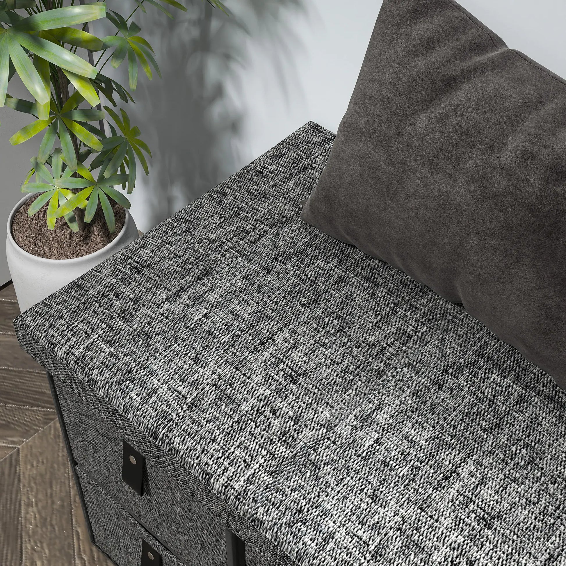 Shoe Bench with Seat, 6 Fabric Drawers, Charcoal Grey Shoe Storage Cabinets & Racks at Gallery Canada