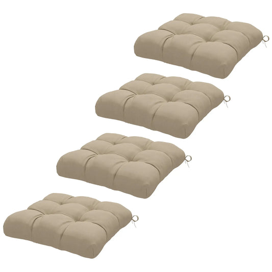 4-Piece Patio Chair Cushion Set With Ties, Indoor Outdoor Replacement Patio Chair Cushions Khaki at Gallery Canada