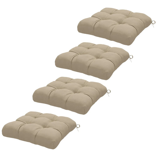 4-Piece Patio Chair Cushion Set With Ties, Indoor Outdoor Replacement