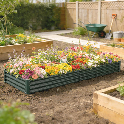 12 x 4 x 1ft Galvanized Raised Garden Bed, Reinforced Outdoor Planter Box, Green Galvanized Planter Boxes at Gallery Canada