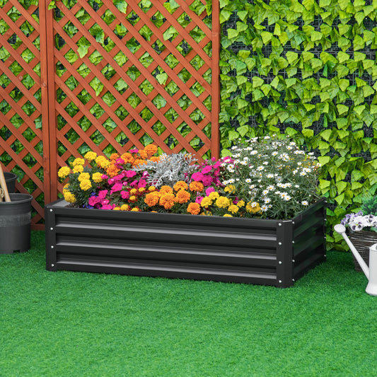 Galvanized Raised Garden Bed, Outdoor Planter Box, 4' x 2' x 1', Grey Galvanized Planter Boxes Grey at Gallery Canada