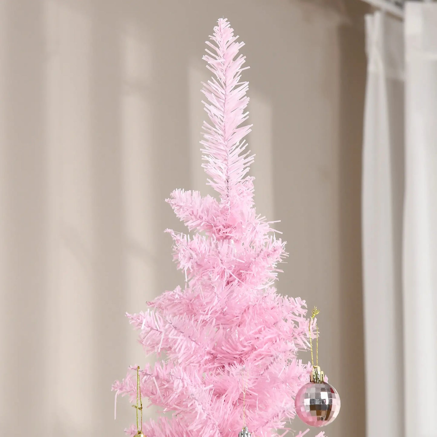 7' Slim Artificial Christmas Tree, Realistic Branches, Sturdy Metal Stand, Pink Pencil Christmas Trees at Gallery Canada