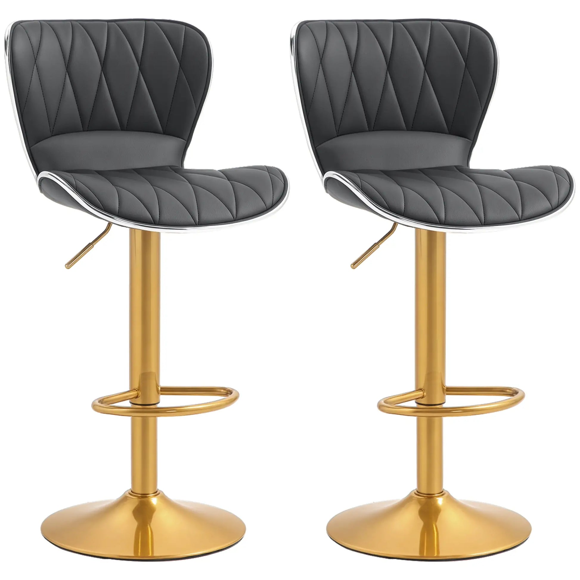 Counter Height Bar Stools Set of 2, Adjustable Height Bar Chairs with Swivel Seat, PU Leather Upholstery Bar Stools at Gallery Canada