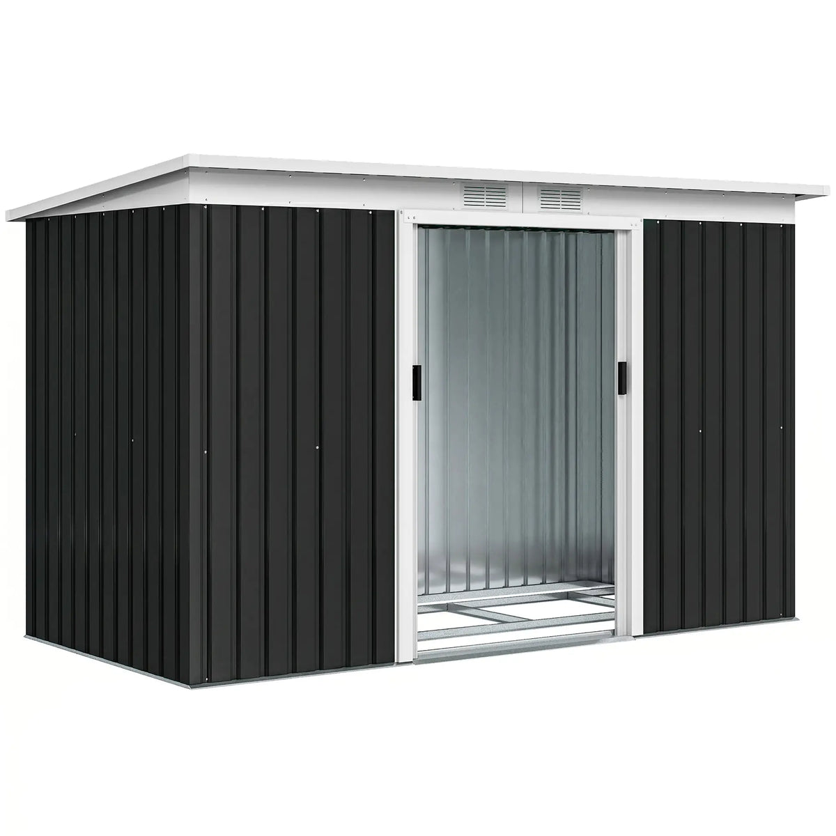 9x4 Outdoor Storage Shed, Galvanized Steel, Dark Grey Sheds Grey at Gallery Canada