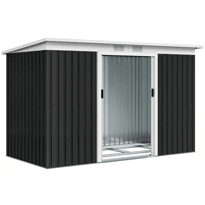 9x4 Outdoor Storage Shed, Galvanized Steel, Dark Grey Sheds Grey at Gallery Canada