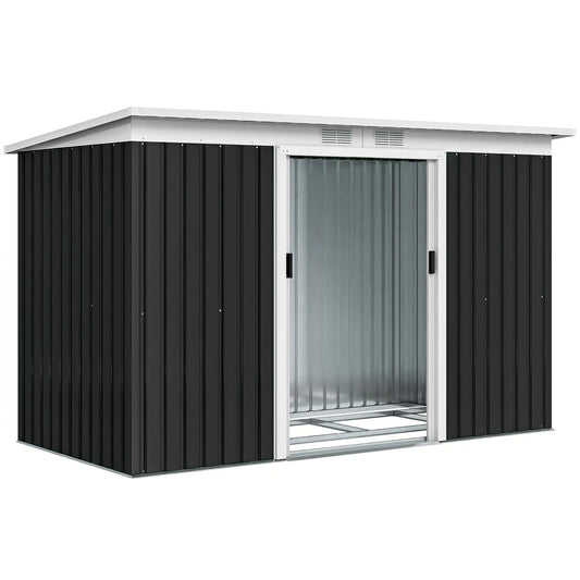 9x4 Outdoor Storage Shed, Galvanized Steel, Dark Grey Sheds Grey at Gallery Canada