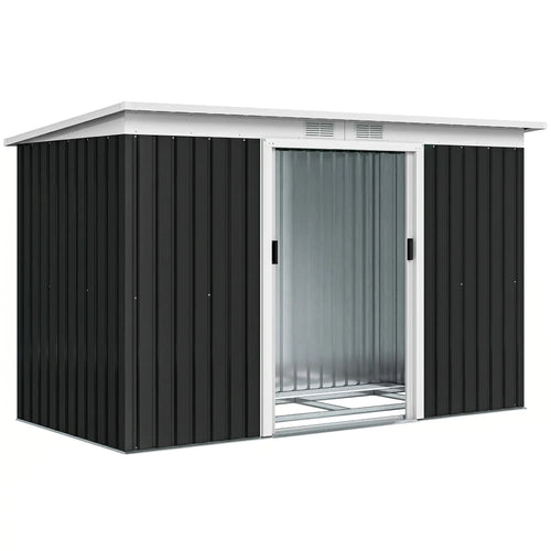 9x4 Outdoor Storage Shed, Galvanized Steel, Dark Grey