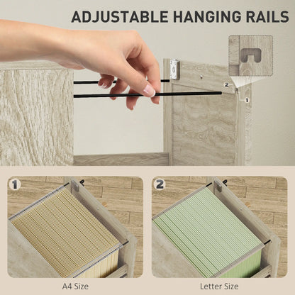 2 Drawer Filing Cabinet with Lock, Boho Style, A4 Letter Size, Oak Office Cabinets & Cupboards at Gallery Canada