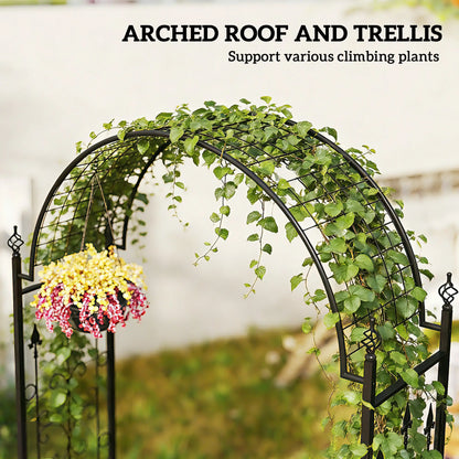 7.5 ft Steel Garden Arch, Outdoor Trellis Arbor, Black Garden Arches at Gallery Canada