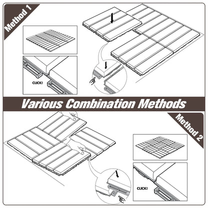 9 Pcs PP Interlocking Deck Tile, 12" x 12", Indoor Outdoor Use, Brown Deck Tiles at Gallery Canada