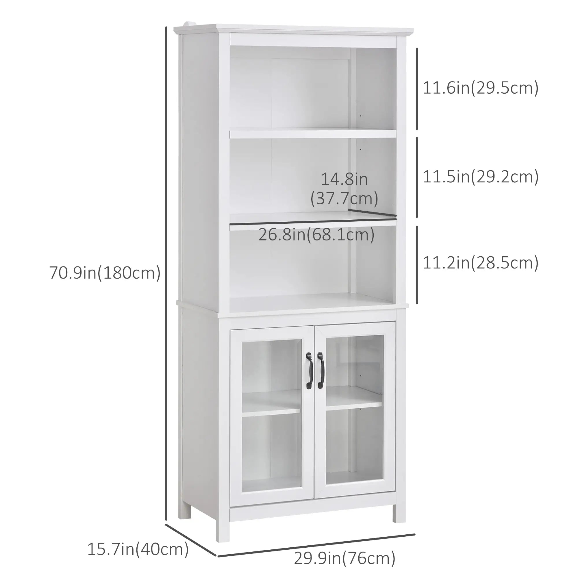 Multifunctional Storage Cabinet, Adjustable Shelves, White White Bookshelves at Gallery Canada