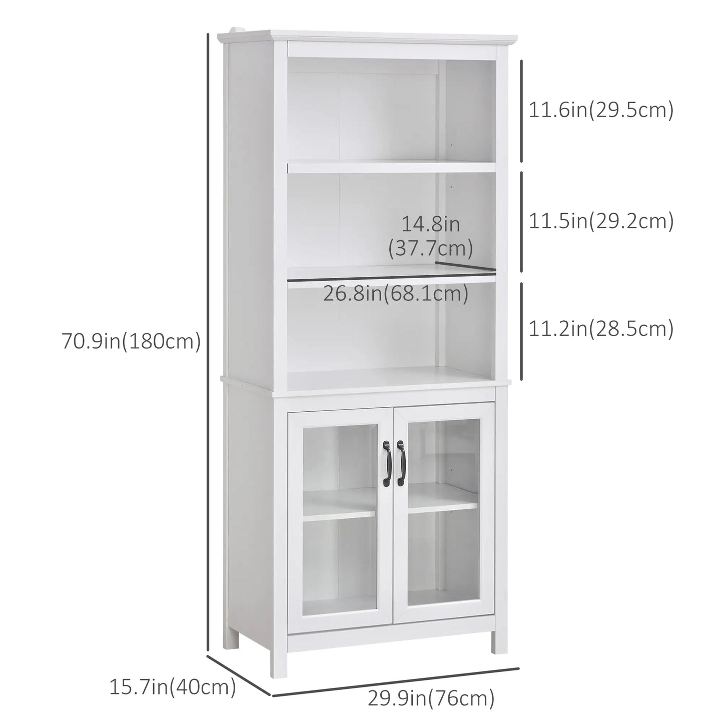 Multifunctional Storage Cabinet, Adjustable Shelves, White White Bookshelves at Gallery Canada
