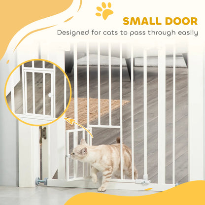 Extra Wide Pet Gate With Cat Door, Auto Closing, 29-32 Inch, White Houses, Kennels & Pens at Gallery Canada