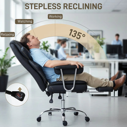 Big And Tall Office Chair, 400 Lbs, Reclining Backrest, PU Leather Executive & Manager Chairs at Gallery Canada