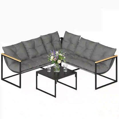 4 Piece Patio Furniture Set With Thick Cushions, Coffee Table, Grey Patio Furniture Sets at Gallery Canada