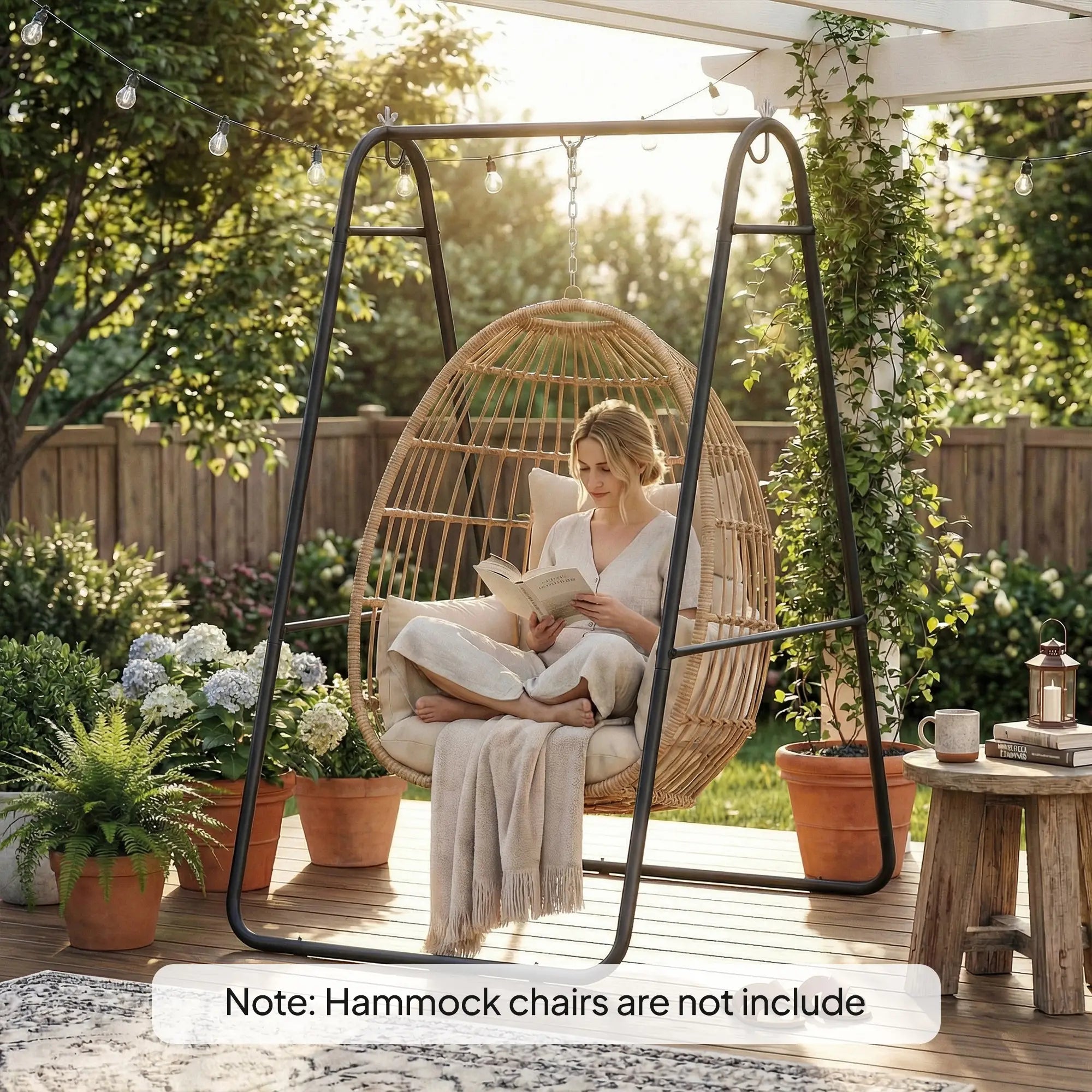 Heavy Duty Steel A-Frame Hammock Stand, Max Load 330 LBS, Black Hammock Stands at Gallery Canada
