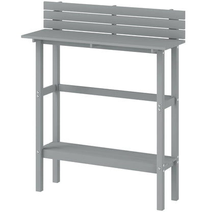 110cm Rectangle Outdoor Bar Table, Slatted Top, Grey Patio Dinning Tables Grey at Gallery Canada