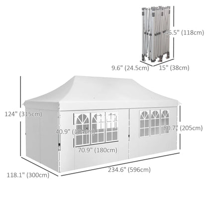 20x10 Pop Up Canopy, 6 Removable Sidewalls, Carry Bag, White Pop Up Canopies at Gallery Canada